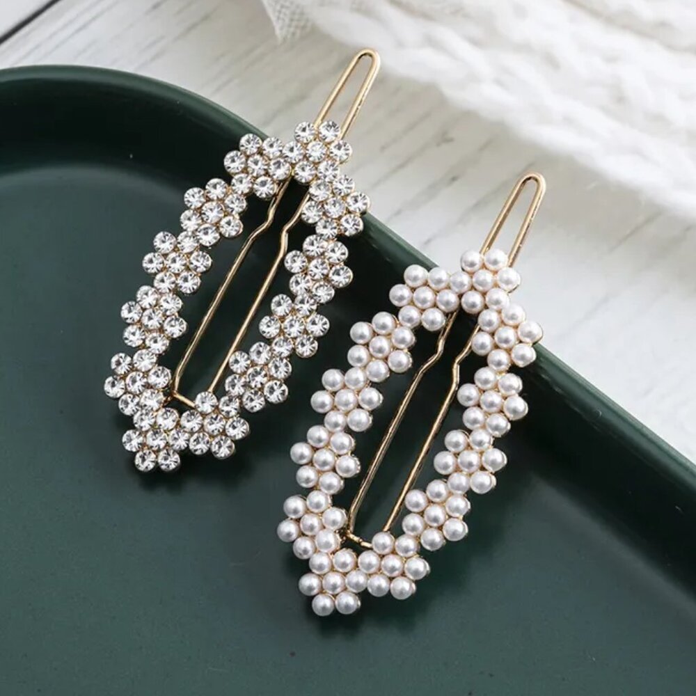 New 2 Women's Simple Style Solid Color Metal Plating Hair Clip